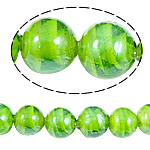 Perles de Murano à torsion intérieure, chalumeau, Rond, vert, 14mm, Trou:Environ 2mm, 100PC/sac, Vendu par sac