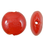 Abalorios de Cristal de Murano con Interior Trenzado, Redondo aplanado, Rojo, 20x10mm, agujero:aproximado 2mm, 100PCs/Bolsa, Vendido por Bolsa