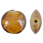 Innerer Twist Lampwork Perlen, flache Runde, braun, 20x10mm, Bohrung:ca. 2mm, 100PCs/Tasche, verkauft von Tasche