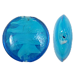 Innerer Twist Lampwork Perlen, flache Runde, blau, 20x10mm, Bohrung:ca. 2mm, 100PCs/Tasche, verkauft von Tasche