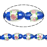 Silberfolie Lampwork Perlen, oval, blau, 10x15mm, Bohrung:ca. 2mm, 100PCs/Tasche, verkauft von Tasche