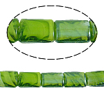 Perles de Murano à torsion intérieure, chalumeau, rectangle, vert, 16x21x9mm, Trou:Environ 2mm, 100PC/sac, Vendu par sac
