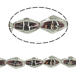 Perles murano feuille d'argent, chalumeau, Bicône, noire, 13x25mm, Trou:Environ 2.5mm, 100PC/sac, Vendu par sac
