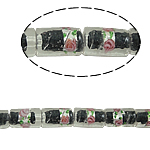 Abalorios de Cristal de Murano con Plata, Tubo, lámina de plata, Negro, 10x16mm, agujero:aproximado 2mm, 100PCs/Bolsa, Vendido por Bolsa
