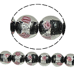 Silberfolie Lampwork Perlen, rund, schwarz, 12mm, Bohrung:ca. 2mm, 100PCs/Tasche, verkauft von Tasche