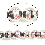 Perles murano feuille d'argent, chalumeau, Rond, noire, 12mm, Trou:Environ 2mm, 100PC/sac, Vendu par sac