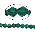 Doppelkegel Kristallperlen, Kristall, facettierte, smaragdgrün, 6x6mm, Bohrung:ca. 1mm, Länge 10.5 ZollInch, 10SträngeStrang/Tasche, verkauft von Tasche