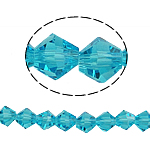 Perles de cristal bicône, facettes, aigue-marine, 6x6mm, Trou:Environ 1mm, Longueur:10.5 pouce, 10/