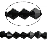 Doppelkegel Kristallperlen, Kristall, facettierte, Jet schwarz, 6x6mm, Bohrung:ca. 0.8-1.2mm, Länge 10.5 ZollInch, 10SträngeStrang/Tasche, verkauft von Tasche