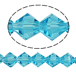 Bicone Crystal Beads, faceted, Aquamarine, 8x8mm, Hole:Approx 1.5mm, Length:10.5 Inch, 10Strands/Bag, Sold By Bag