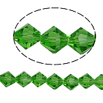 Doppelkegel Kristallperlen, Kristall, facettierte, grasgrün, 8x8mm, Bohrung:ca. 1.5mm, Länge 10.5 ZollInch, 10SträngeStrang/Tasche, verkauft von Tasche