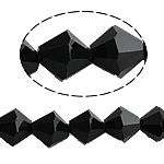 Doppelkegel Kristallperlen, Kristall, facettierte, Jet schwarz, 8x8mm, Bohrung:ca. 1mm, Länge 10.5 ZollInch, 10SträngeStrang/Tasche, verkauft von Tasche