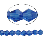 Bicone Crystal Beads, faceted, Sapphire, 6x6mm, Hole:Approx 1mm, Length:Approx 11.5 Inch, 10Strands/Bag, Approx 50PCs/Strand, Sold By Bag