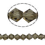 Bicone Crystal Beads, faceted, Greige, 6x6mm, Hole:Approx 1mm, Length:12.5 Inch, 10Strands/Bag, Sold By Bag