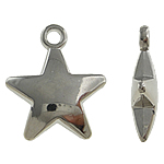 Copper Coated Plastic Pendant, Star, platinum color plated, nickel, lead & cadmium free, 19x22x5.50mm, Hole:Approx 2mm, 5Bags/Lot, Sold By Lot