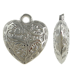 Copper Coated Plastic Pendant, Heart, platinum color plated, nickel, lead & cadmium free, 24x28x9mm, Hole:Approx 3.5mm, 5Bags/Lot, Sold By Lot