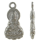 Copper Coated Plastic Pendant, Buddha, platinum color plated, nickel, lead & cadmium free, 14x28x3.50mm, Hole:Approx 3mm, 5Bags/Lot, Sold By Lot