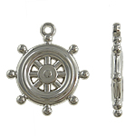 Copper Coated Plastic Pendant, Ship Wheel, platinum color plated, nautical pattern, nickel, lead & cadmium free, 27x31x4mm, Hole:Approx 2mm, 5Bags/Lot, Sold By Lot