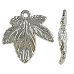 Copper Coated Plastic Pendant, Leaf, platinum color plated, nickel, lead & cadmium free, 21x22x3mm, Hole:Approx 1.5mm, 5Bags/Lot, Sold By Lot