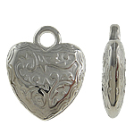 Copper Coated Plastic Pendant, Heart, platinum color plated, nickel, lead & cadmium free, 15x18x4mm, Hole:Approx 2.5mm, 5Bags/Lot, Sold By Lot