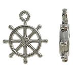 Copper Coated Plastic Pendant, Ship Wheel, platinum color plated, nautical pattern, nickel, lead & cadmium free, 16x19x3mm, Hole:Approx 1.5mm, 5Bags/Lot, Sold By Lot