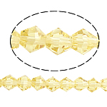 Bicone Crystal Beads, faceted, Lt Topaz, 5x5mm, Hole:Approx 0.5mm, Length:11.5 Inch, 10Strands/Bag, Sold By Bag