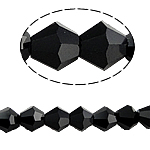 Doppelkegel Kristallperlen, Kristall, facettierte, Jet schwarz, 5x5mm, Bohrung:ca. 0.5mm, Länge ca. 11.5 ZollInch, 10SträngeStrang/Tasche, ca. 60PCs/Strang, verkauft von Tasche