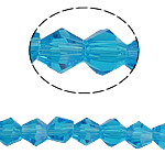 Doppelkegel Kristallperlen, Kristall, facettierte, Aquamarin, 5x5mm, Bohrung:ca. 0.5mm, Länge 11.5 ZollInch, 10SträngeStrang/Tasche, verkauft von Tasche