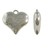 Copper Coated Plastic Pendant Heart platinum color plated nickel lead & cadmium free Approx 5mm Sold By Lot