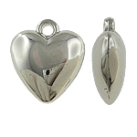 Copper Coated Plastic Pendant, Heart, platinum color plated, nickel, lead & cadmium free, 22.50x26x9mm, Hole:Approx 3mm, 5Bags/Lot, Sold By Lot