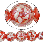 Gold Sand Lampwork Beads, Flat Round, 15x12.50mm, Hole:Approx 1.5mm, Length:14 Inch, 5Strands/Bag, Sold By Bag