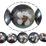 Goldsand Lampwork Perlen, flache Runde, 15x12.50mm, Bohrung:ca. 1.5mm, Länge:14 ZollInch, 5SträngeStrang/Tasche, verkauft von Tasche