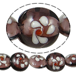 Perles de Murano sable d'or, chalumeau, Plat rond, 15x12.50mm, Trou:Environ 1.5mm, Longueur:14 pouce, 5Strandstoron/sac, Vendu par sac