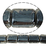 Abalorios de Cristal de Murano con Interior Trenzado, Rectángular, gris, 12x15x8mm, agujero:aproximado 2mm, longitud:18.5 Inch, 5Strandsfilamento/Bolsa, Vendido por Bolsa