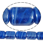 Abalorios de Cristal de Murano con Interior Trenzado, Rectángular, hecho a mano, giro interior, azul, 12x15x8mm, agujero:aproximado 2mm, longitud:aproximado 18.5 Inch, 5Strandsfilamento/Bolsa, aproximado 30PCs/Sarta, Vendido por Bolsa
