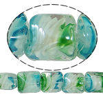 Abalorios de Cristal de Murano con Interior Trenzado, Cuadrado, 13x13x11mm, agujero:aproximado 2mm, longitud 17 Inch, 5Strandsfilamento/Bolsa, Vendido por Bolsa