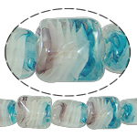 Abalorios de Cristal de Murano con Interior Trenzado, Cuadrado, 13x13x11mm, agujero:aproximado 2mm, longitud:17 Inch, 5Strandsfilamento/Bolsa, Vendido por Bolsa
