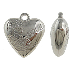Copper Coated Plastic Pendant, Heart, platinum color plated, nickel, lead & cadmium free, 24x26x10mm, Hole:Approx 2.5mm, 5Bags/Lot, Sold By Lot