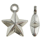 Copper Coated Plastic Pendant, Star, platinum color plated, nickel, lead & cadmium free, 14x17x6mm, Hole:Approx 2mm, 5Bags/Lot, Sold By Lot
