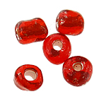 Sølv Foret Glass Seed Beads, Glas Seed Beads, Runde, sølv-foret, rød, 3x3.60mm, Hole:Ca. 0.3mm, Ca. 7500pc'er/Bag, Solgt af Bag