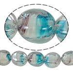 Abalorios de Cristal de Murano con Interior Trenzado, Óvalo, 13x17mm, agujero:aproximado 2mm, longitud:17 Inch, 5Strandsfilamento/Bolsa, Vendido por Bolsa