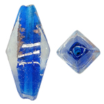 Silberfolie Lampwork Perlen, Doppelkegel, Goldsand und Silberfolie, blau, 26x12mm, Bohrung:ca. 1.5mm, 100PCs/Tasche, verkauft von Tasche