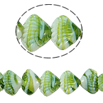 Perles murano faites à la main , chalumeau, coquille, vert, 21x14x10mm, Trou:Environ 2mm, Longueur:11.5 pouce, Vendu par sac