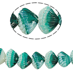 Handgemaakte Lampwork Beads, Schelp, groen, 21x14x10mm, Gat:Ca 2mm, Lengte 11.5 inch, 5strengen/Bag, Verkocht door Bag