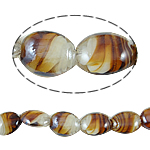 Perles de Murano à torsion intérieure, chalumeau, ovale, 19x23x10mm, Trou:Environ 1.5mm, Longueur:17.5 pouce, 5Strandstoron/sac, Vendu par sac