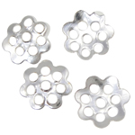 Iron Bead Caps, Flower, silver color plated, nickel, lead & cadmium free, 6x1mm, Hole:Approx 0.5mm, 10000PCs/Bag, Sold By Bag