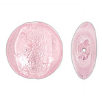 Silver Foil Lampwork Beads, Coin, pink, 28x12mm, Hole:Approx 2mm, 100PCs/Bag, Sold By Bag