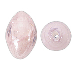 Grânulos Lampwork de folha de prata, vidrilho, Oval, rosa, 10x16mm, Buraco:Aprox 2mm, 100PCs/Bag, vendido por Bag