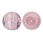 Grânulos Lampwork de folha de prata, vidrilho, Roda, rosa, 12mm, Buraco:Aprox 2mm, 100PCs/Bag, vendido por Bag