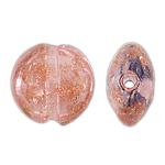 Perles de Murano sable d'or, chalumeau, pièce de monnaie, 28x13mm, Trou:Environ 2mm, 100PC/sac, Vendu par sac